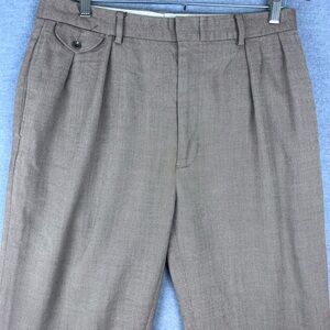 Vintage Polo Ralph Lauren Pleated Pants 30x29 Herringbone Beige Tan